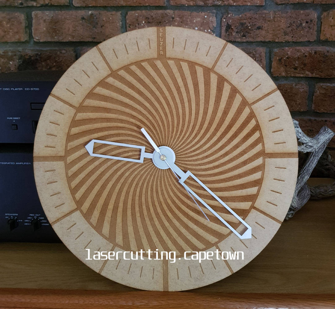 CAD designed and laser engraved wall clock